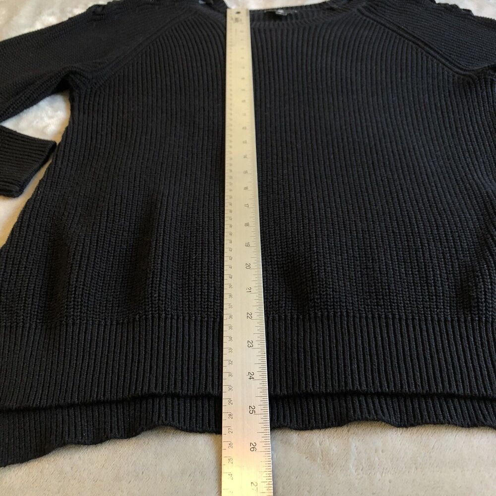 Guess Womens Sz XL‎ Black Lace Up Sleeve Women's Sweater - Picture 7 of 9